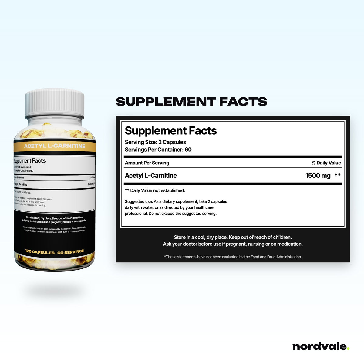 ACETYL L-CARNITINE - Supplement Facts label