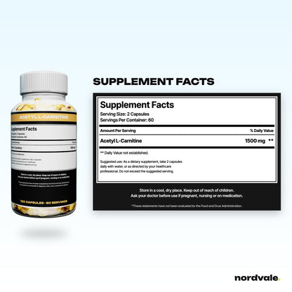 ACETYL L-CARNITINE - Supplement Facts label